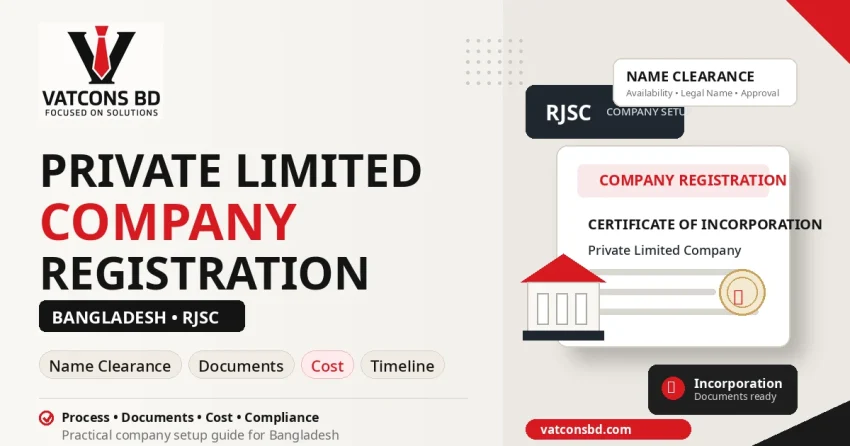 Private Limited Company Registration Bangladesh guide with RJSC name clearance, documents, cost and timeline